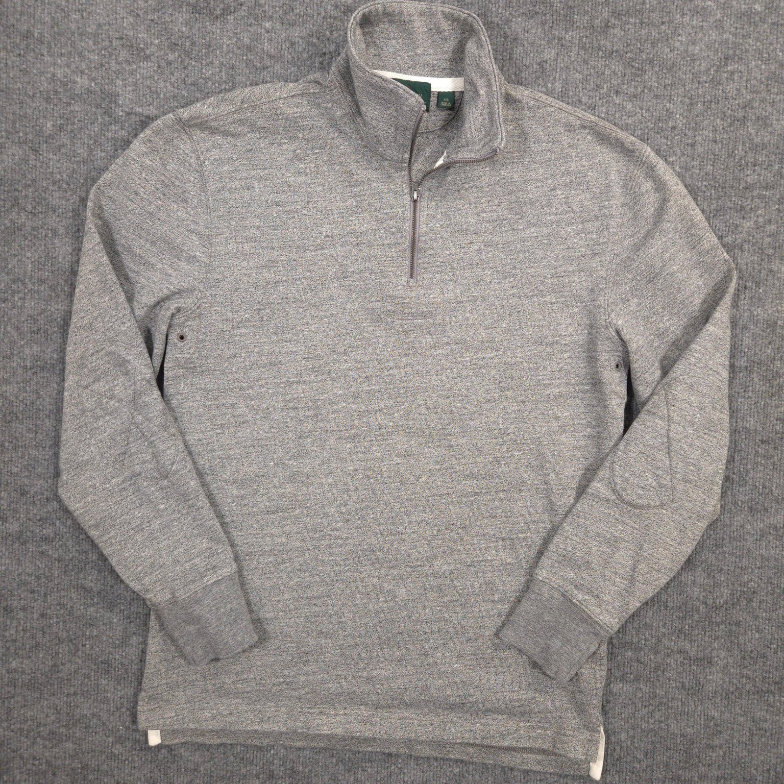 J Crew Half Zip Rugby Shirt Mens XS Gray Oarsman 11oz Cotton Jersey Tennis Tail