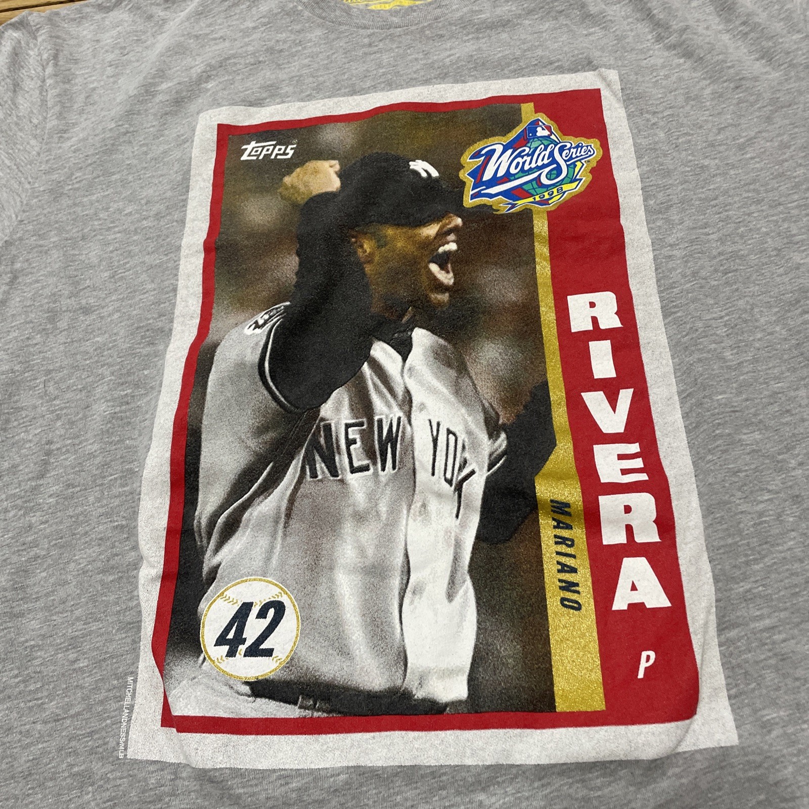 Mitchell & Ness Shirt Men L Mariano Rivera 1998 WS Topps Baseball Card Yankees
