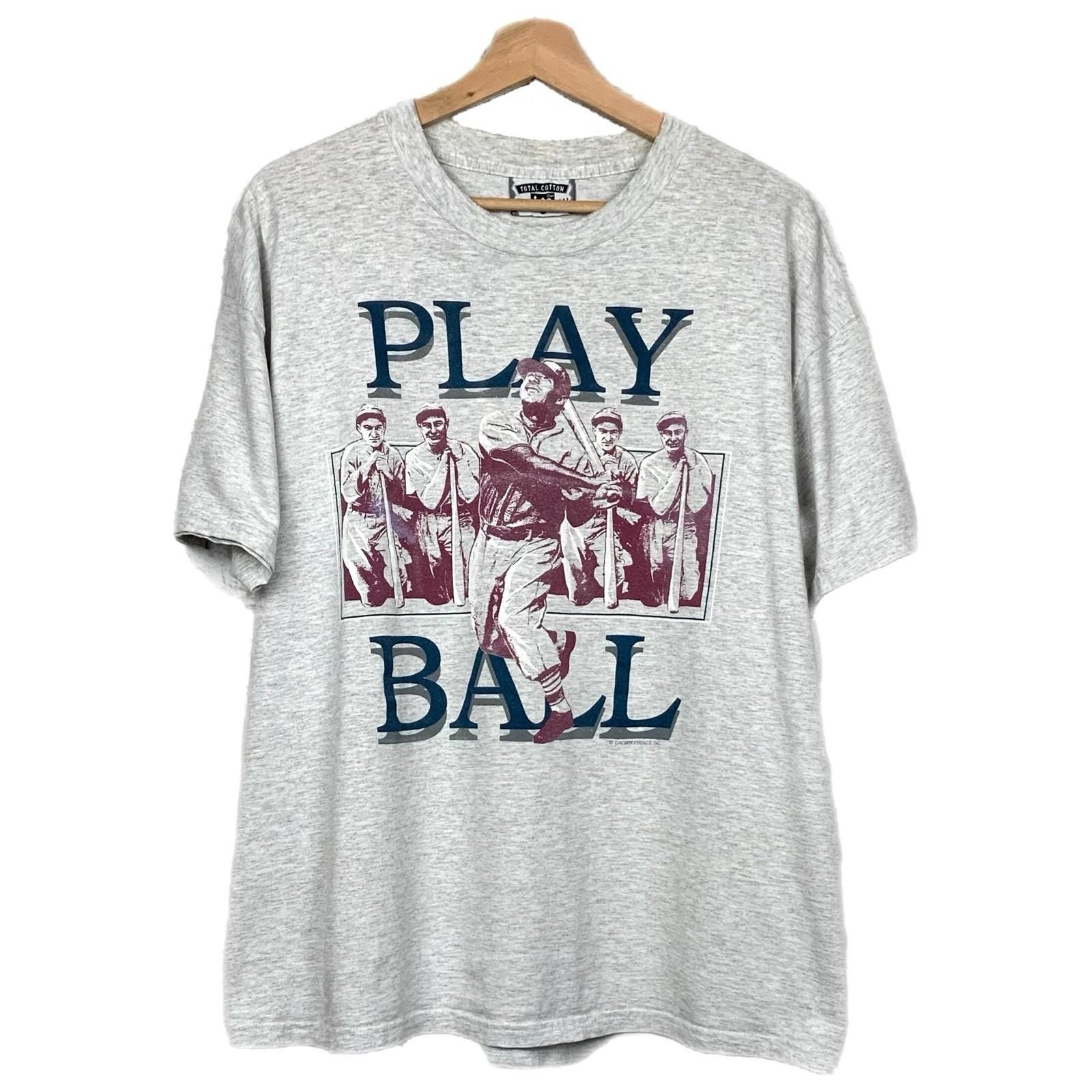 Vintage 90s Play Ball MLB Baseball Gray T Shirt XL