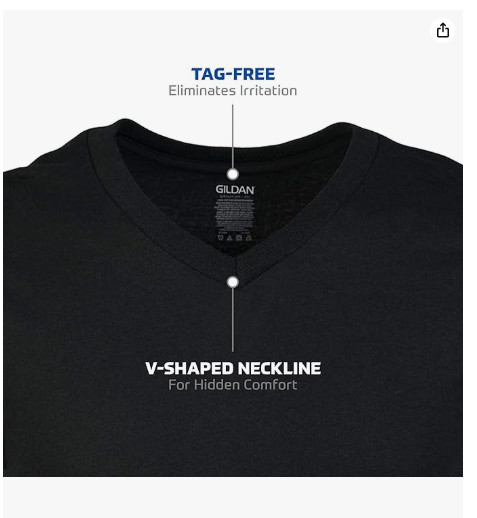 6-Pack Gildan Men’s V-Neck T-Shirt Small Black Multipack, Style G1103