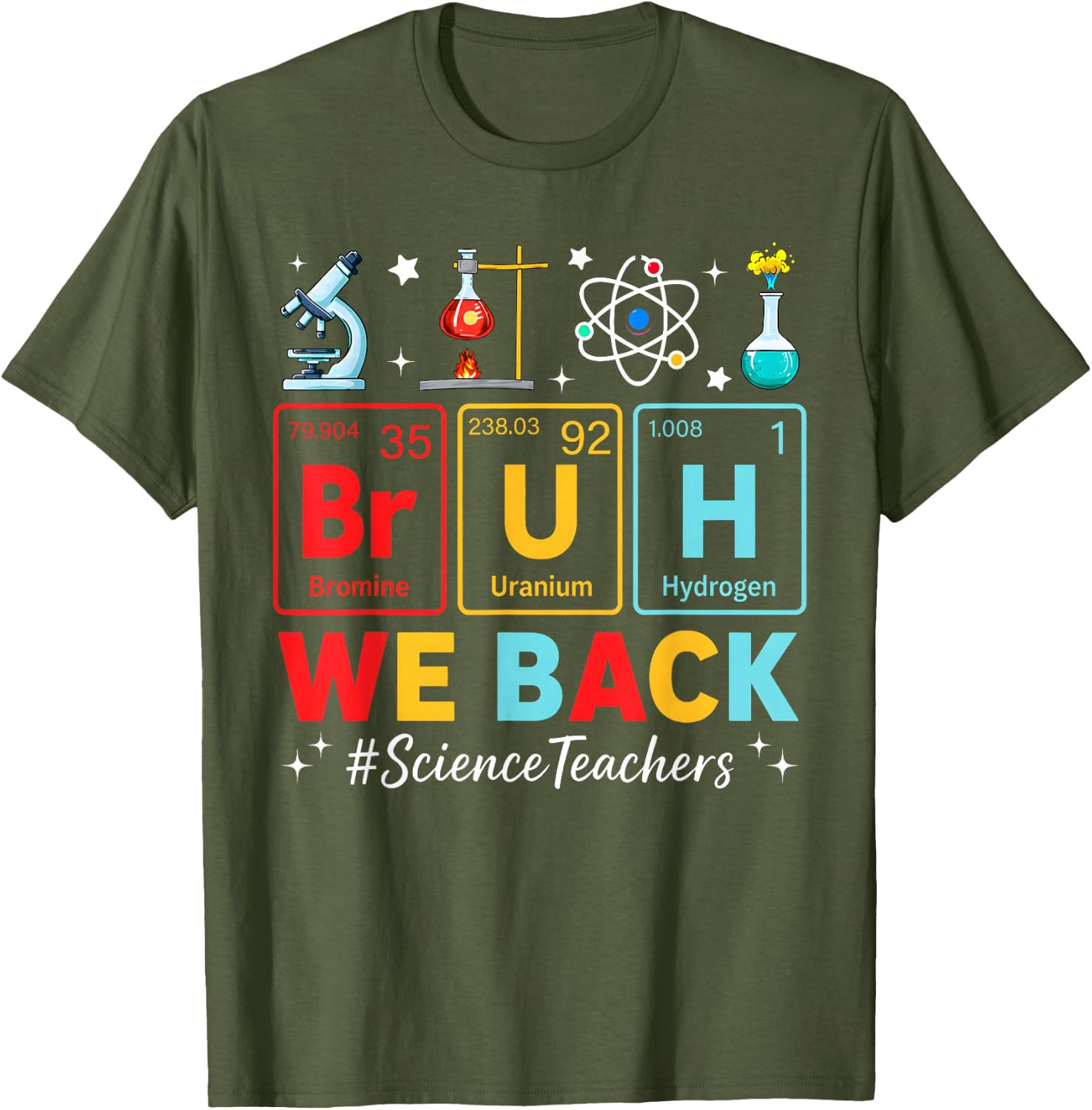 Bruh We Back Science Teachers Periodic Table Back to School T-Shirt