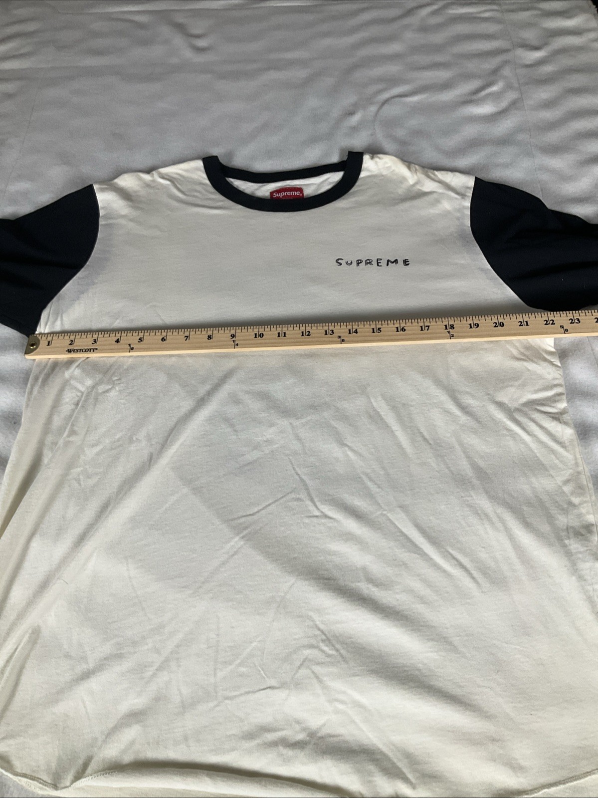 Supreme Mens White/Black Size Large Long Sleeve Shirt I Love You Daniel Johnston
