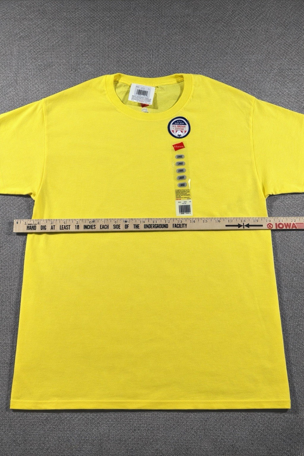 Hanes Essentials Men’s Large Yellow Cotton Crewneck T-Shirt Short Sleeve