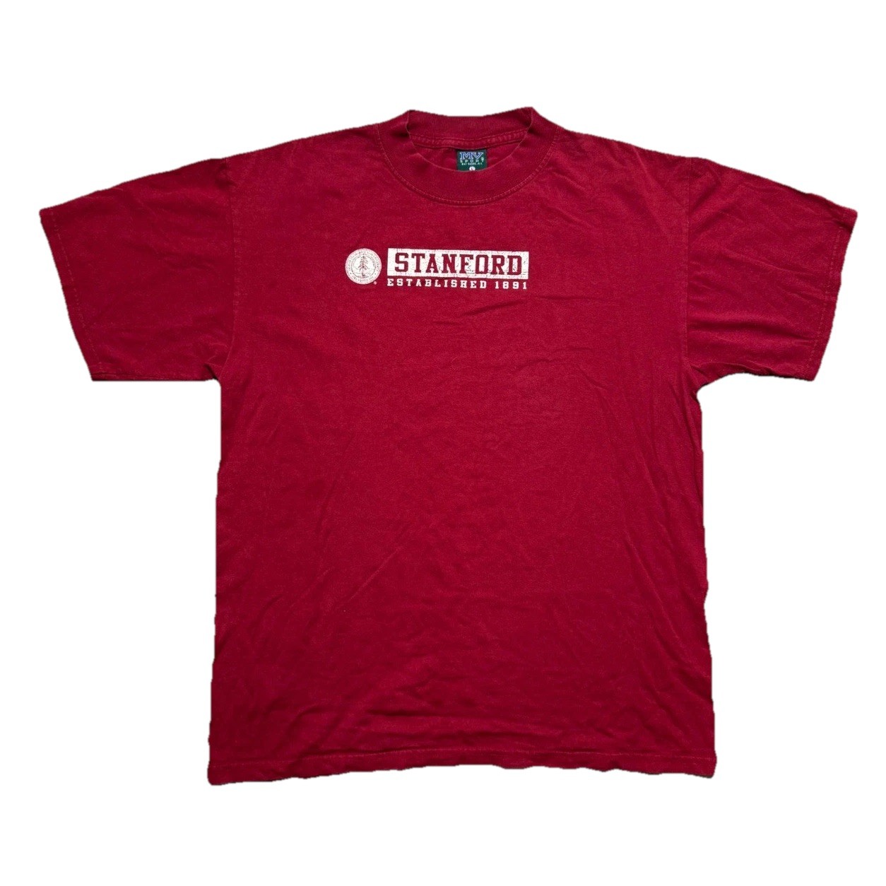 Vintage MV Sport Stanford University T-Shirt Red Mens Large NCAA Collegiate Tee