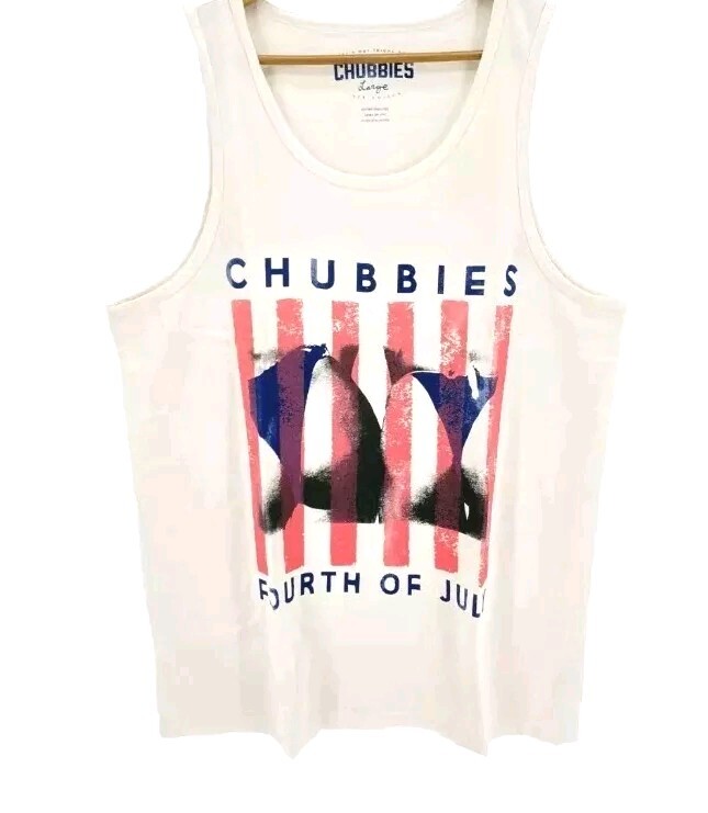 Chubbies Tank Top Men’s Beige Butt Tank Top 4th of July Cotton SIze Large