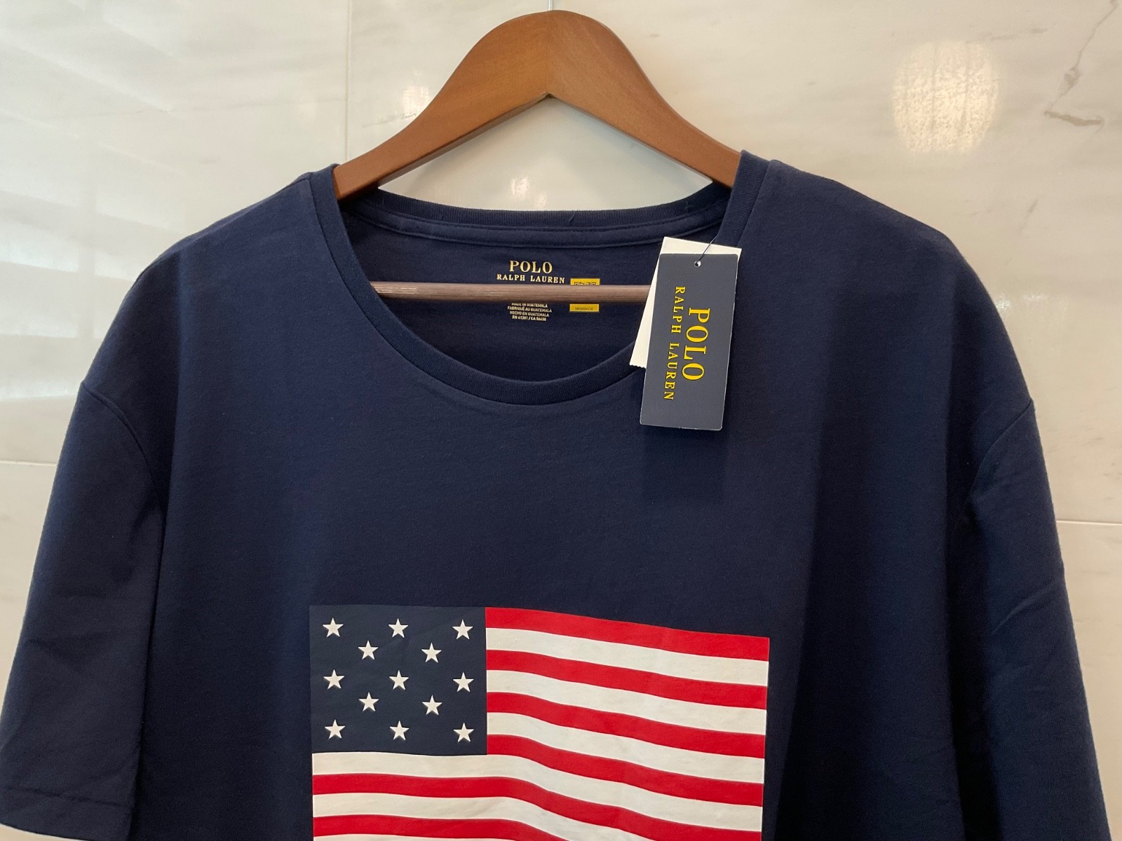 Polo Ralph Lauren Navy AMERICAN FLAG Graphic Classic Fit Short Sleeve T Shirt