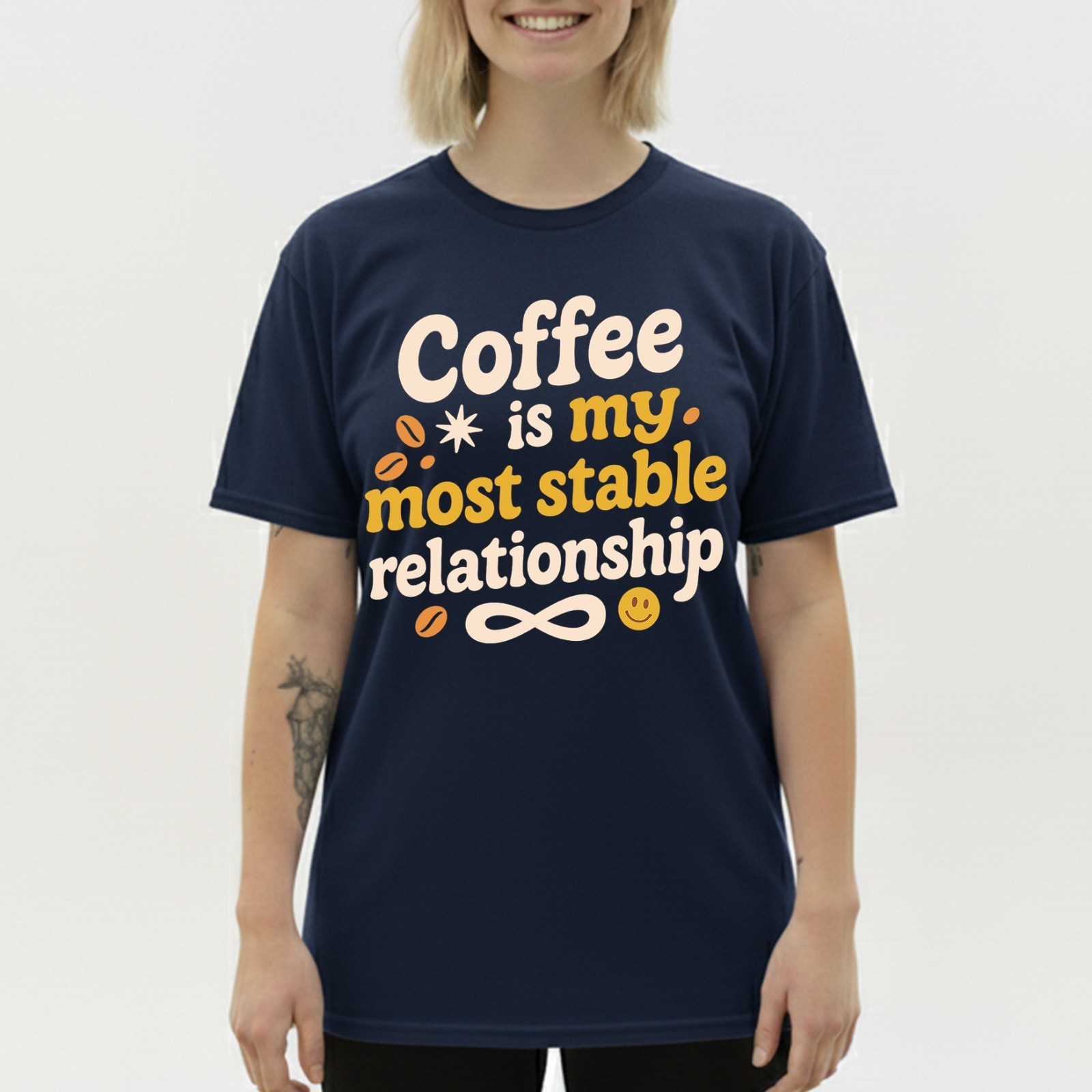 Coffee Most Stable Relationship T-Shirt Funny Coffee Lover Humor Tee S-5XL