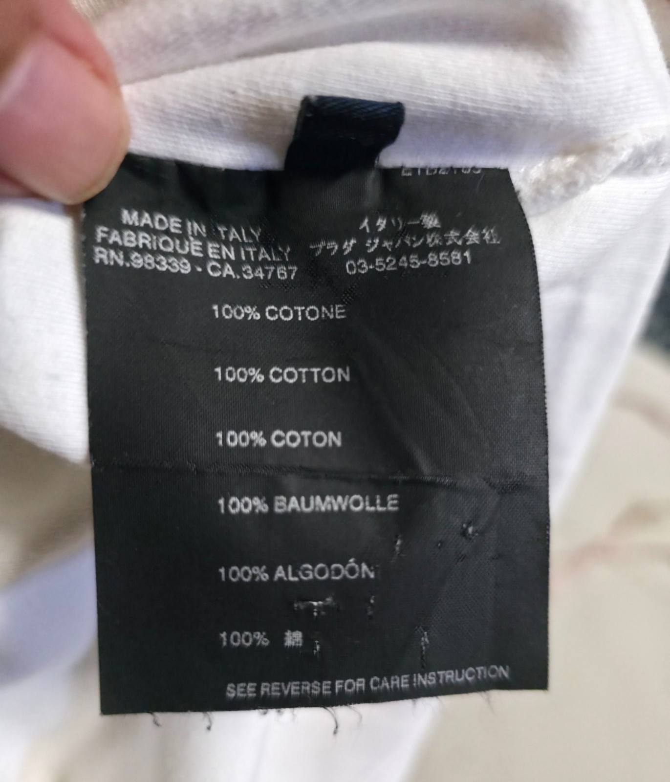 “Prada White LS Stretchable Polo Shirt Red Logo Patch”