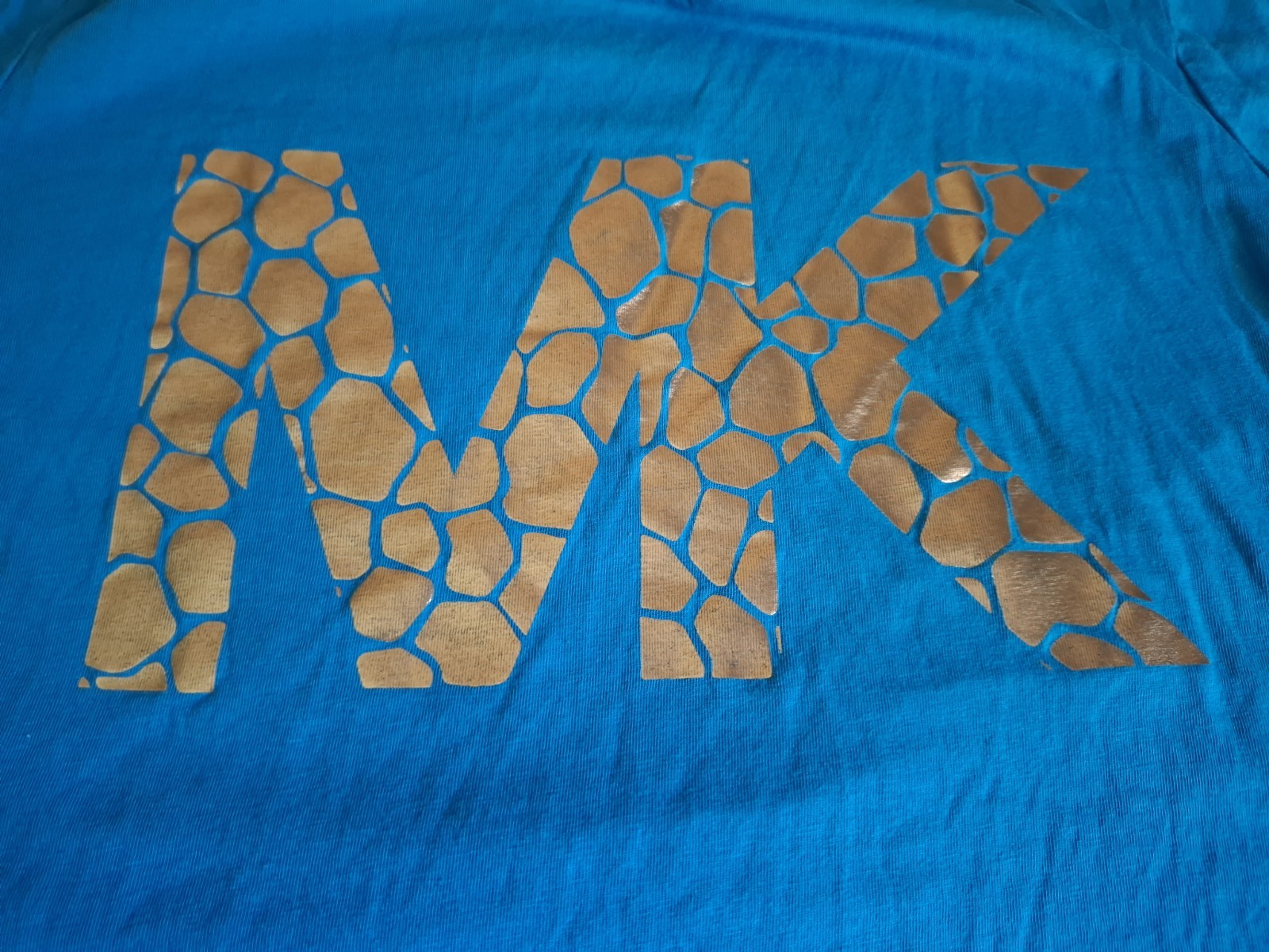 Michael Kors Blue Logo Crew Neck Short Sleeve T-Shirt Size M Unisex Adults