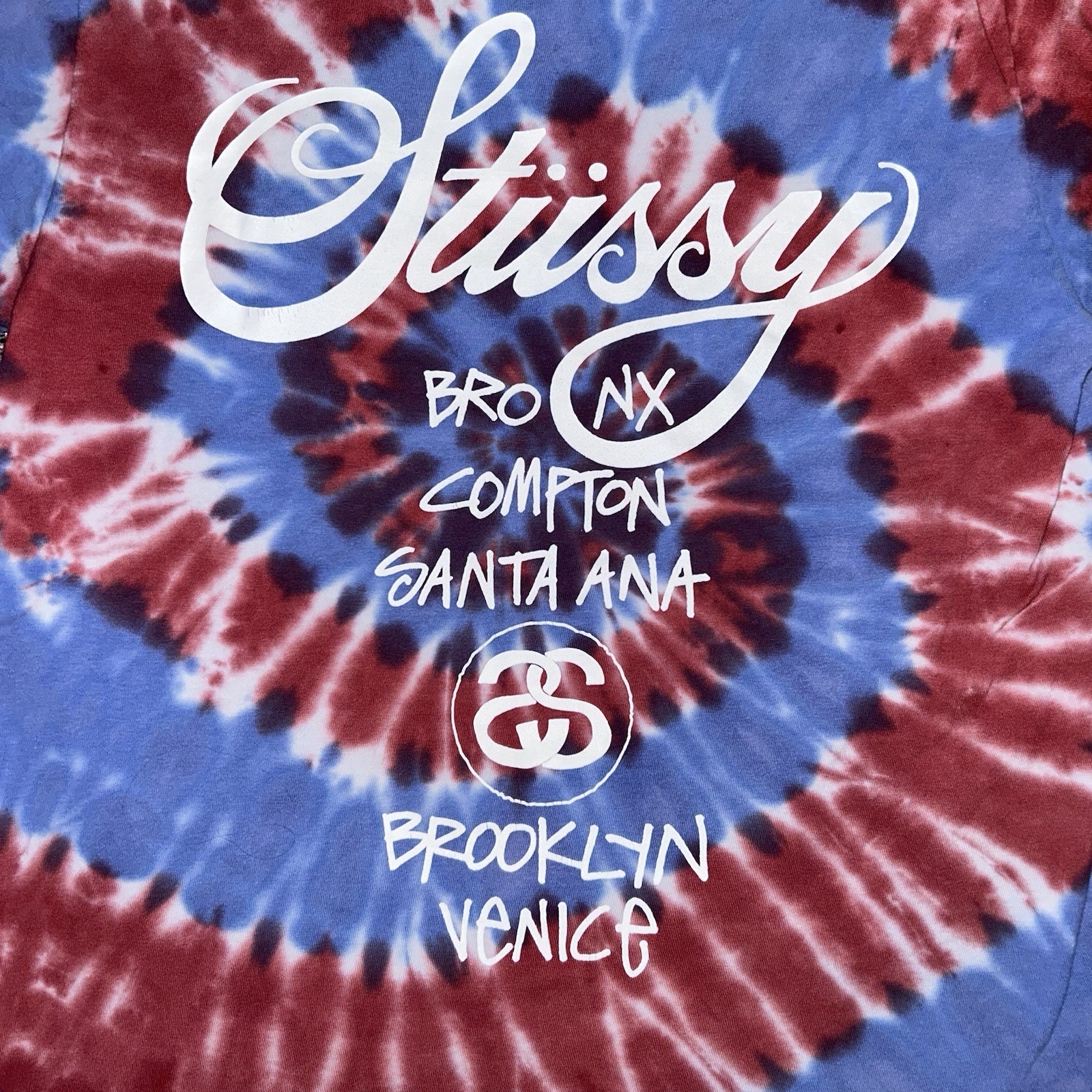 Vintage Y2K Stussy World Tour Tie Dye Skate T Shirt Mens Small Rare 2000s Skater