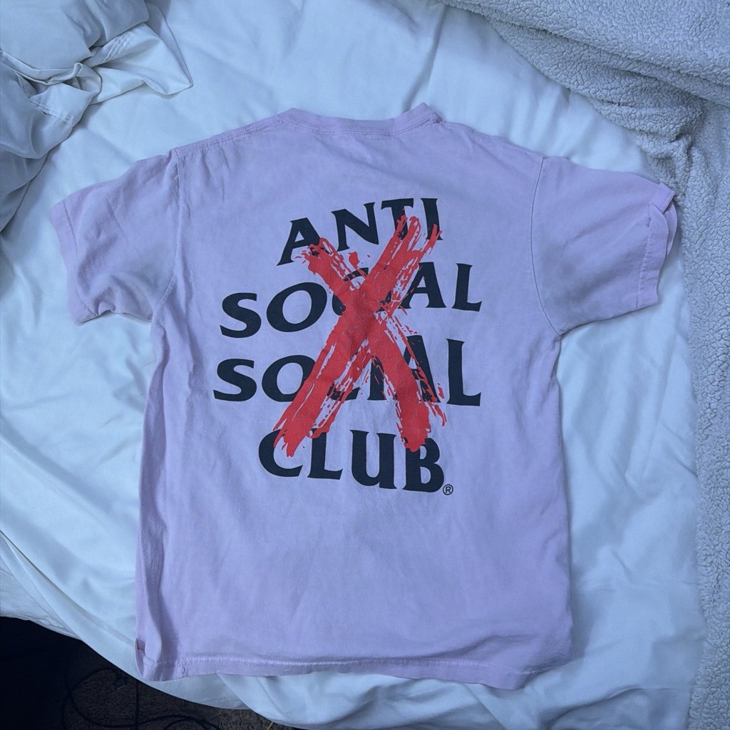 Anti Social Social Club Purple Graphic Logo Crew Neck Cotton Knit T-Shirt
