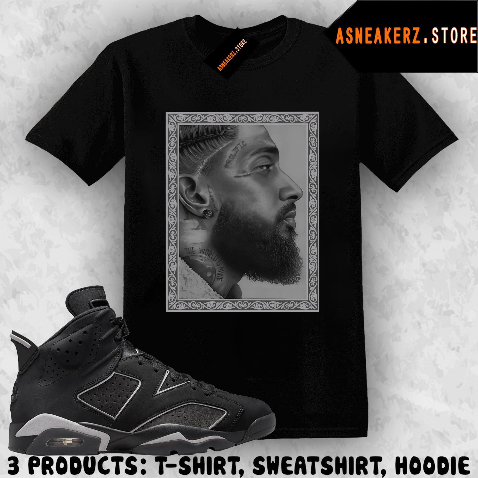 Tee Shirt Matching AJ 6 Cap and Gown 2026 To Match Sneaker IMO Nipsey T-Shirt