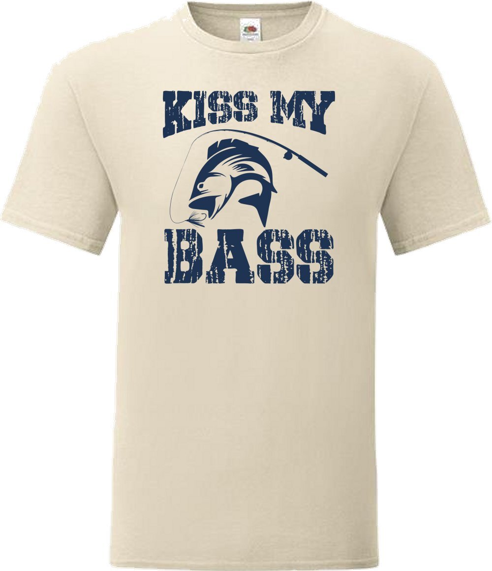 Fishing Kiss My Bass Humour Novelty T Shirt Various Colours And Sizes