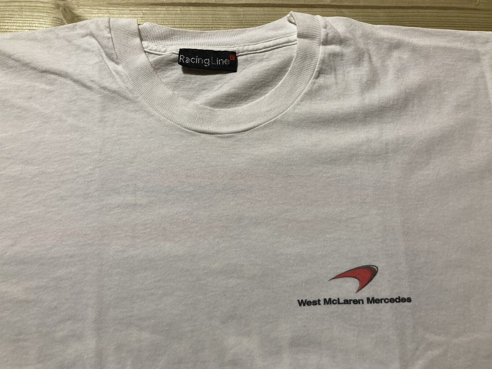West McLaren Mercedes Formula 1 Racing Team Tee T Shirt Size L White Vintage