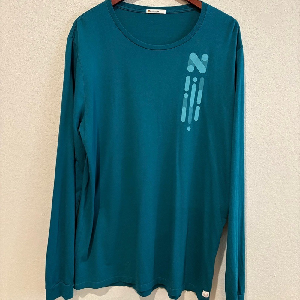 Marine Layer Teal Long Sleeve Tee Men’s Size XL Supima Cotton Modal Blend