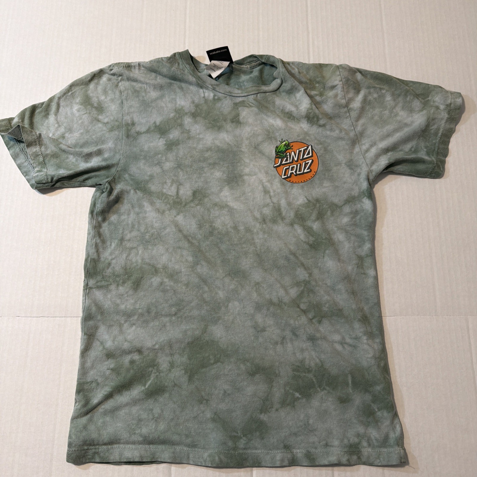 Santa Cruz Skateboards Green Tie Dye Graphic T Shirt Classic Dot Logo Men’s