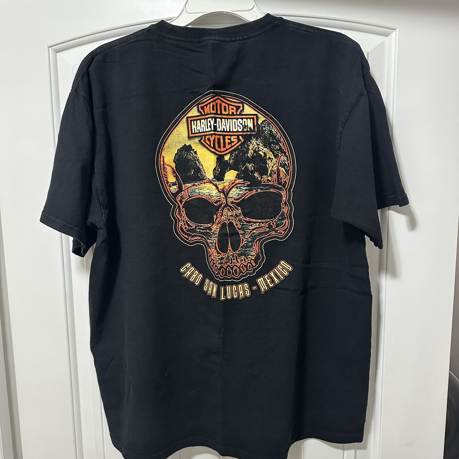Rare VTG Harley Davidson Men XL Skull Shirt Cabo San Lucas Mexico