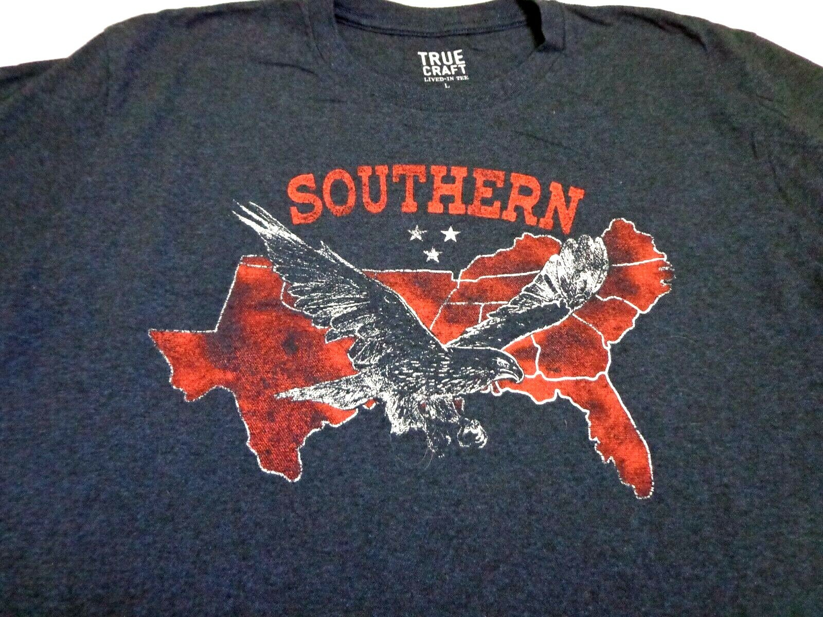 True Craft ‘SOUTHERN’ Heather Blue T-Shirt Size Large