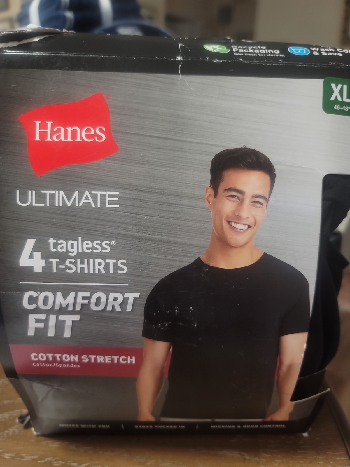 Men NWT XLARGE REBOX HANES ULTIMATE COMFORT 4 BLACK Crew Neck T-shirts