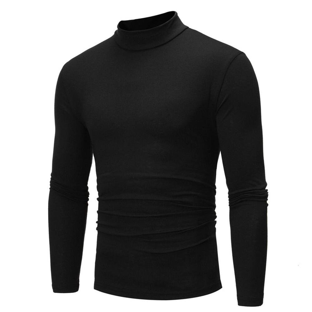 Mens High Neck Long Sleeve Polo T-Shirt Tops Winter Baselayer Turtle Neck Jumper