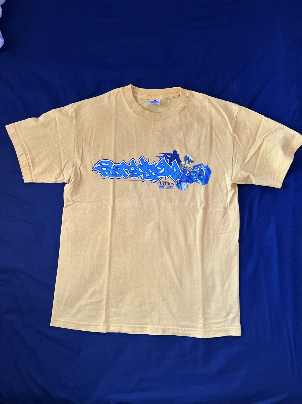 Vintage Yellow Graphic Graffiti Alstyle Apparel T-Shirt Size Large 90s Hip Hop