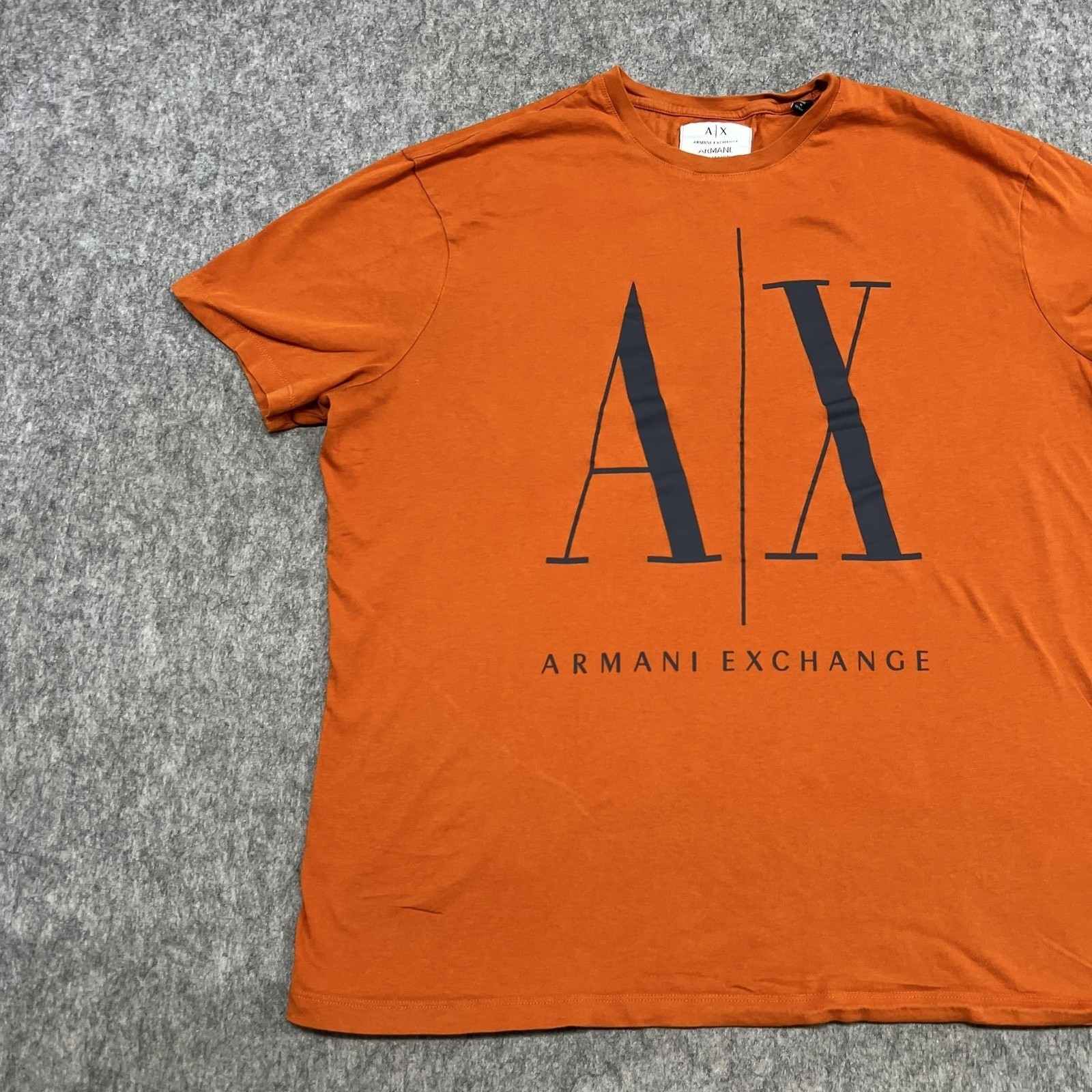 Armani Exchange Shirt Mens Medium Orange A/X Logo Graphic Cotton Tee Designer