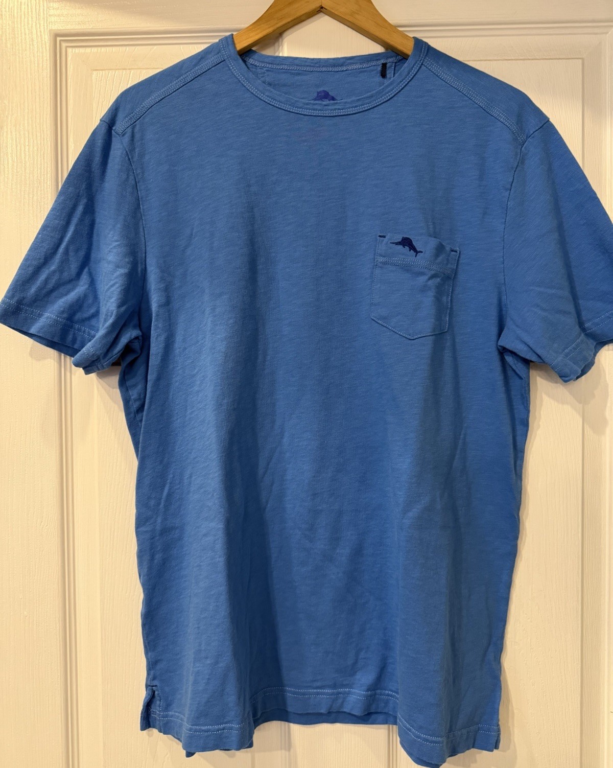 Tommy Bahama Men’s Blue Crew Neck Short Sleeve Pocket Logo Tee Cotton Knit S/P