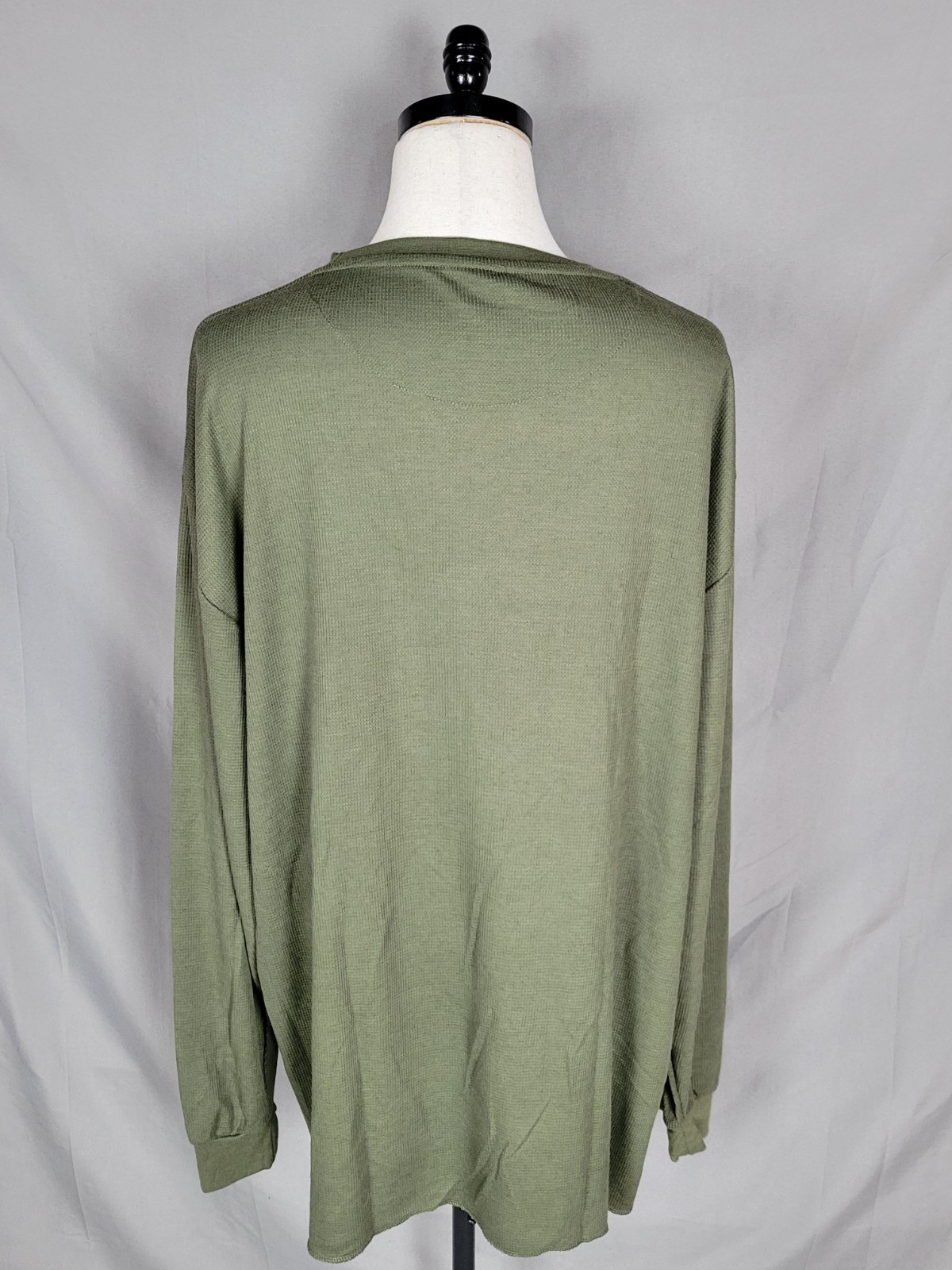 Galaxy Men’s 5XL Green Waffle Thermal T-shirt Long Sleeve Cotton/Polyester