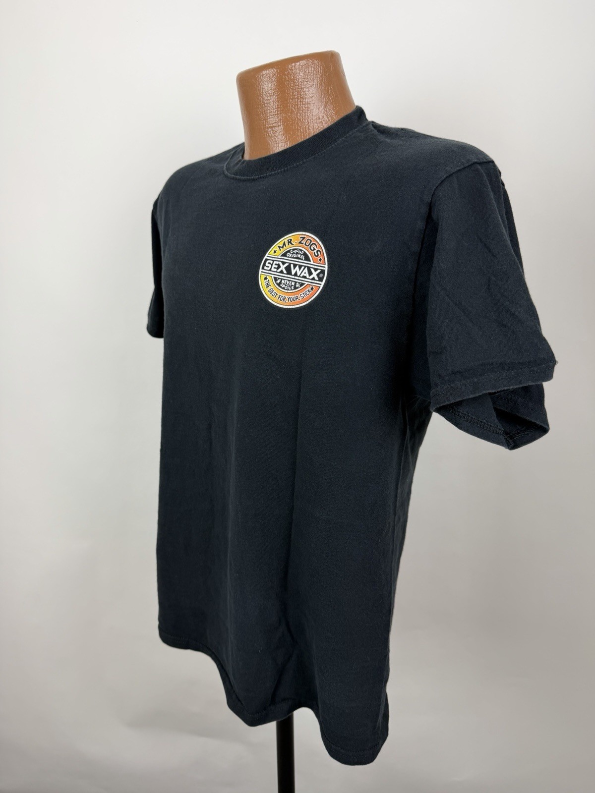 Mr Zogs Sex Wax Shirt Mens Medium Surfer T-shirt Surf Skate Beach Black Tee