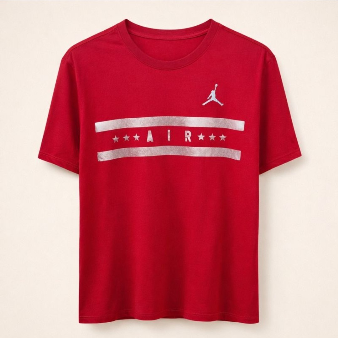 Air Michael Jordan 1985 No. 23 Jumpman Red T- Shirt Silver Foil Vintage- Size M