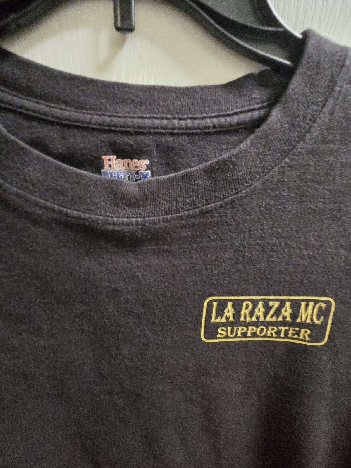 Black/Gold La Raza MC Supporter Double-Sided Graphic Tee Men’s XL