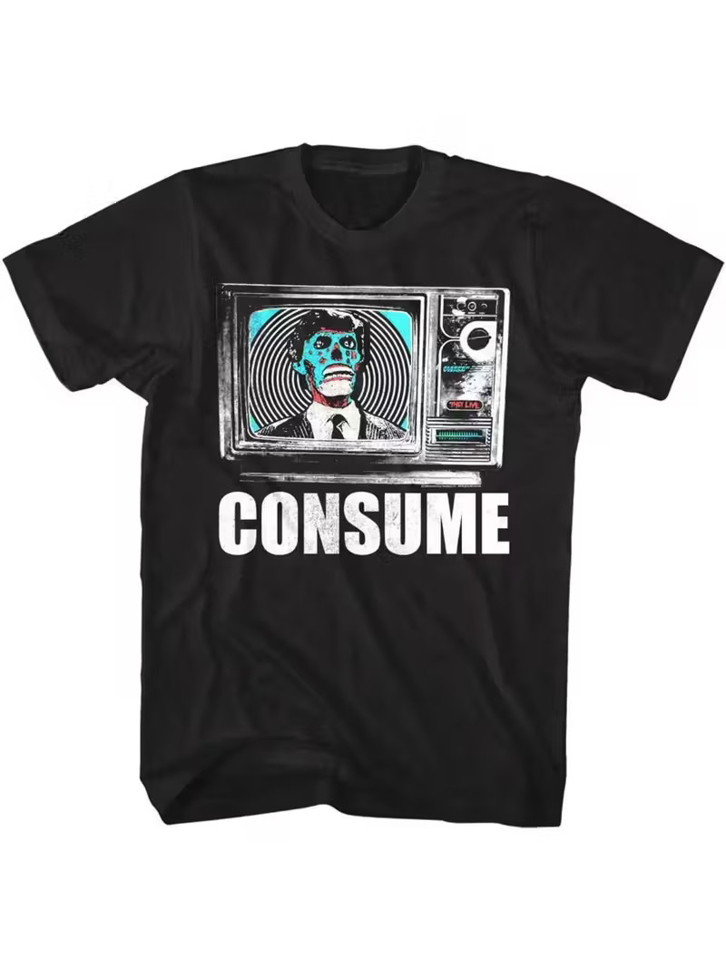 T-Shirt Homme “They Live Consume TV” – Tee Décontracté à Col Rond Toutes
