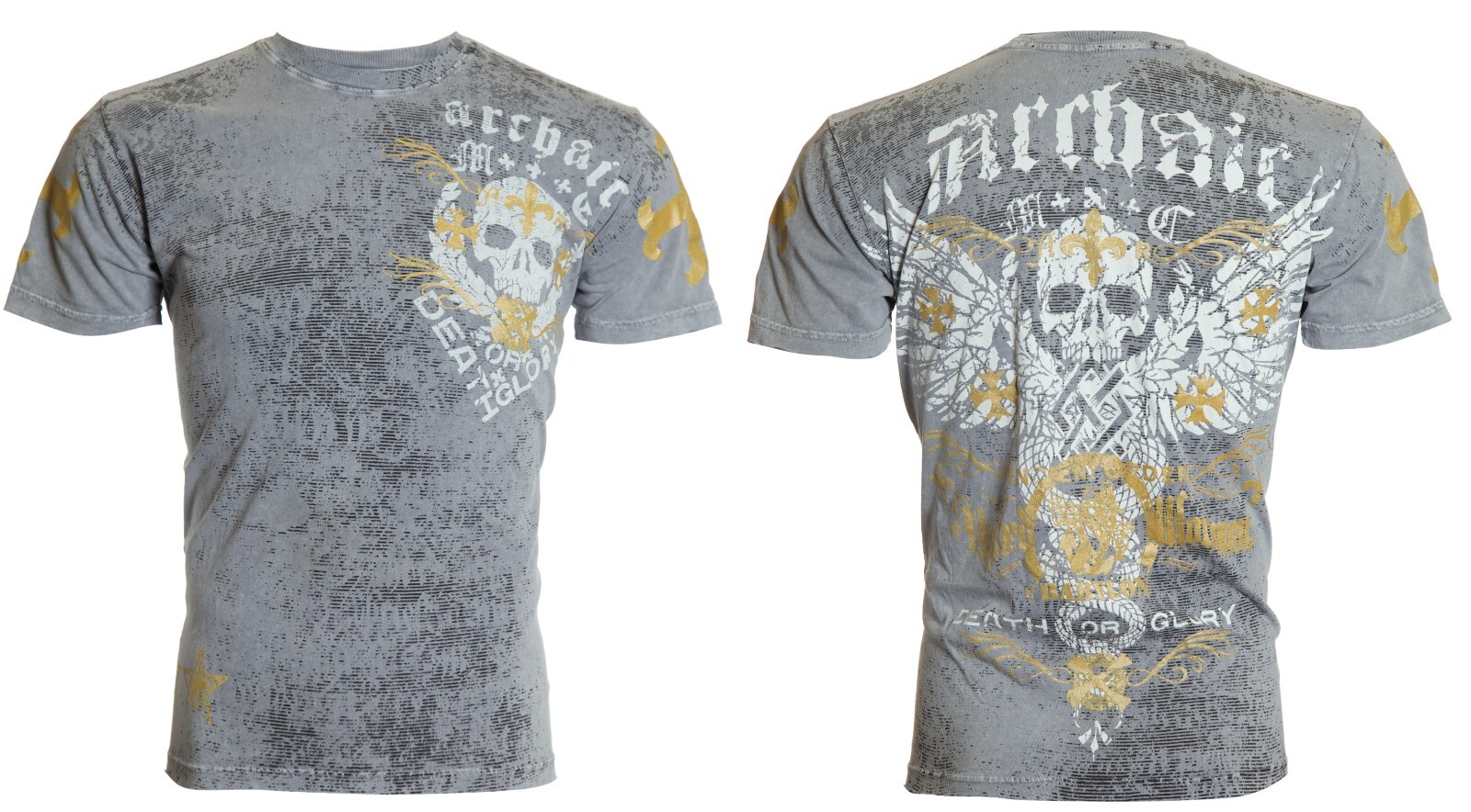ARCHAIC by AFFLICTION Silver TRAMP Short Sleeve Slim Fit Y2K T-shirt 3XL 4XL NWT