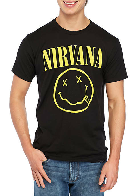 Nirvana Kurt Cobain SMILEY FACE Black T-Shirt NWT Authentic & Licensed