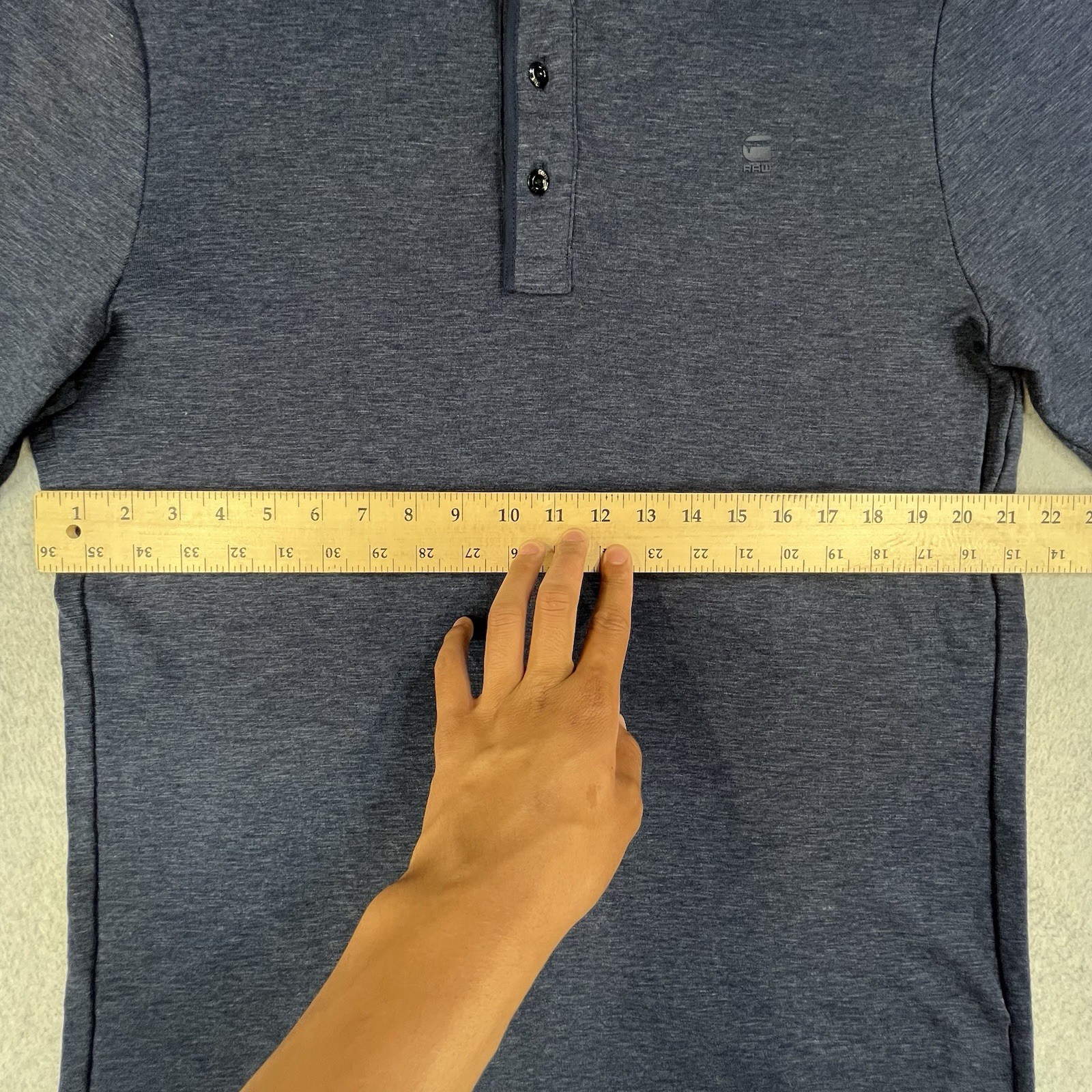G-Star Raw Henley Shirt Mens XXL Blue Long Sleeve Knit Pattern Logo Buttons