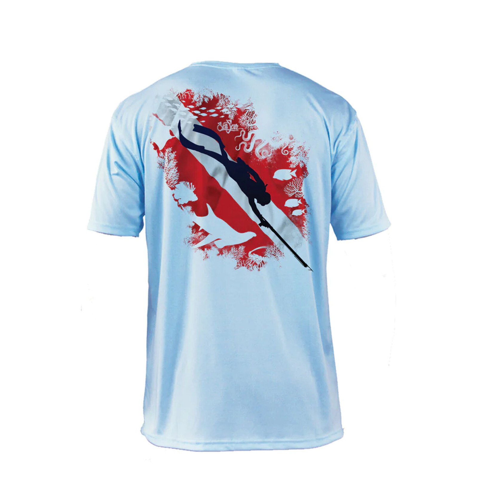 Sea Fear Men’s 50+ UPF Short Sleeve Rash Guard Scuba Diving, Reef Diver, Arctic