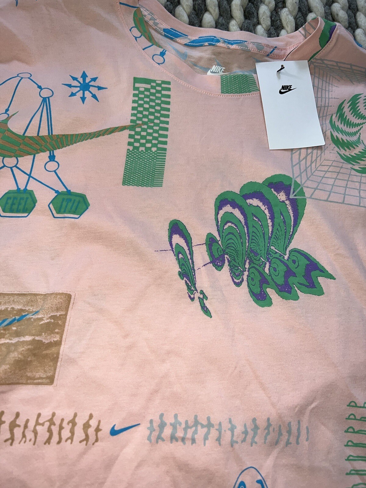 NWT Nike NSW Festival All Over Print Men’s T-Shirt S-2XL FB9780 Pink Green White