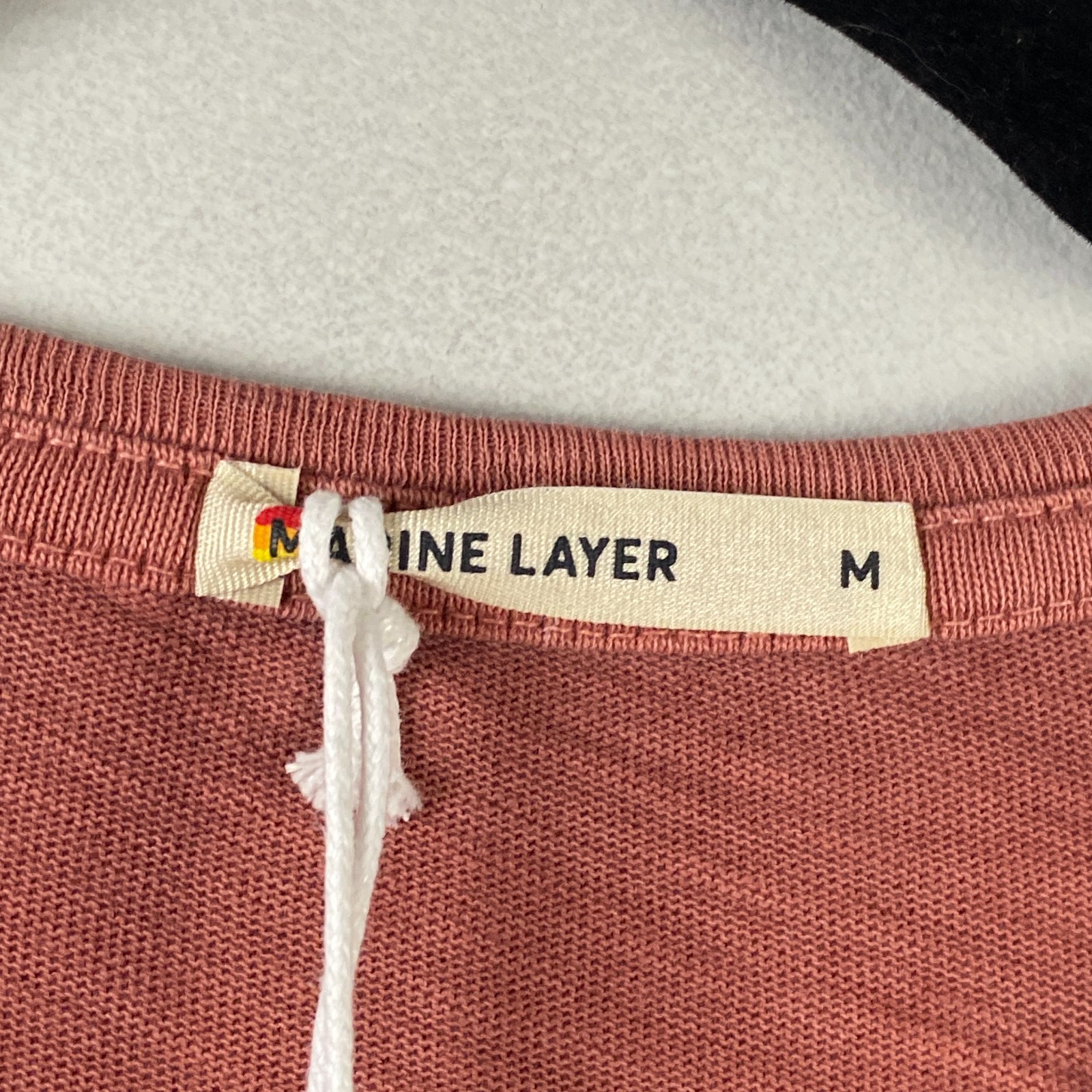 Marine Layer Tee Mens Size M Vintage Heavy Slub Pocket Rust Red Short Sleeve