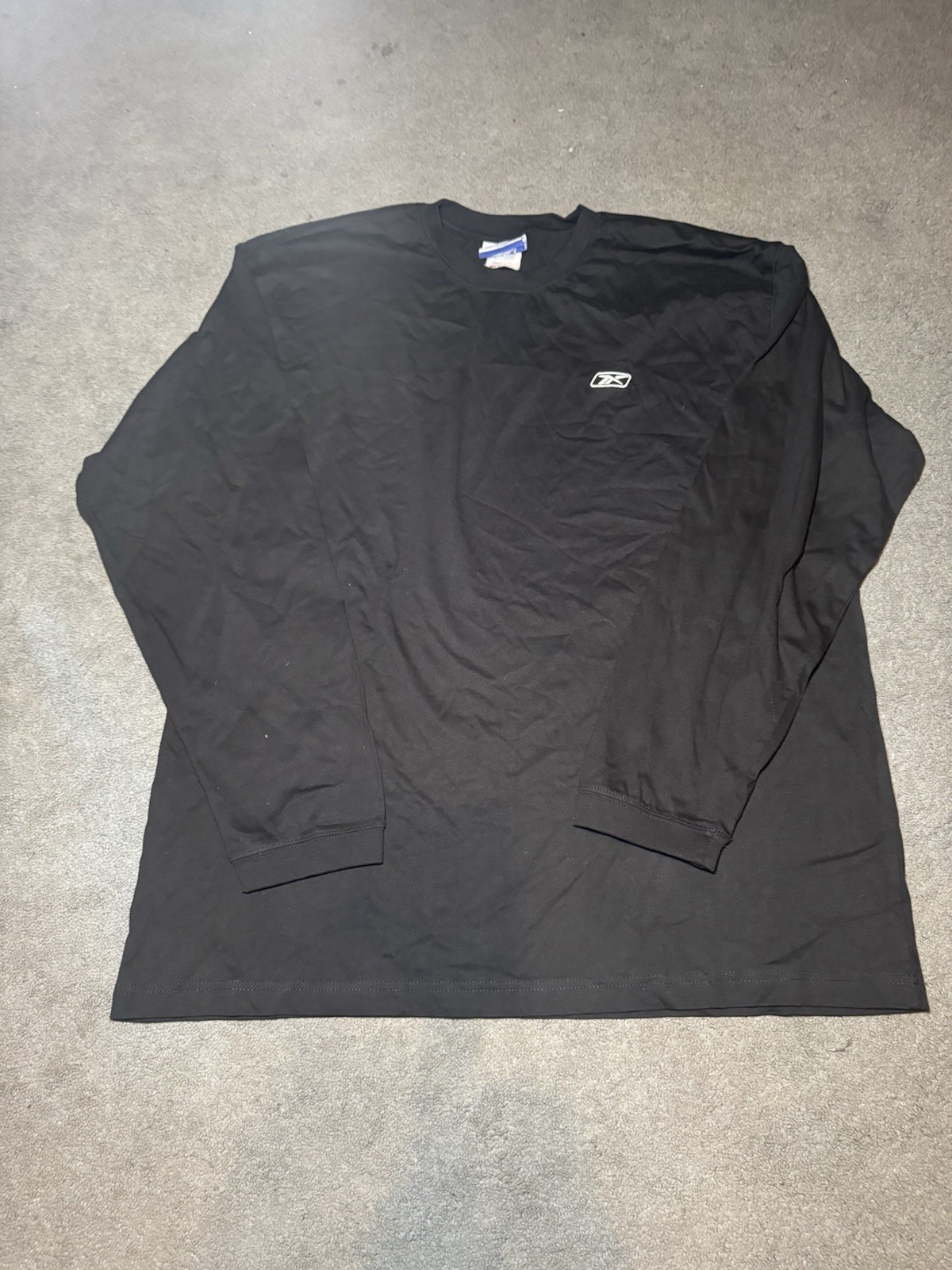 Vintage Reebok Vector Logo Long Sleeve Shirt Black Mens Large NWT Y2K