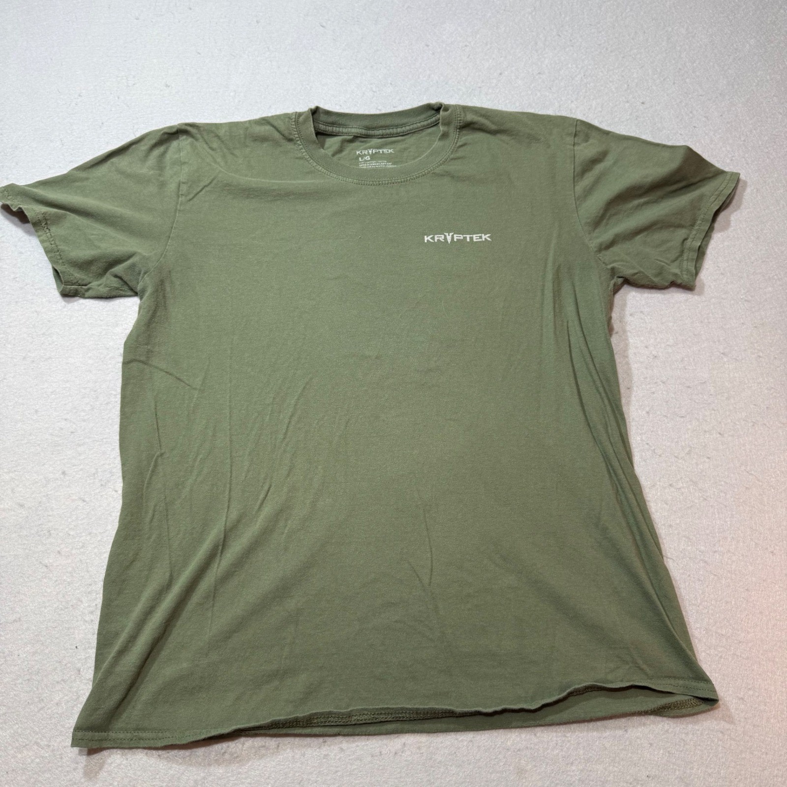 KRYPTEK Spartan Helmet Flag Graphic T Shirt Olive Green Mens L/G Cotton