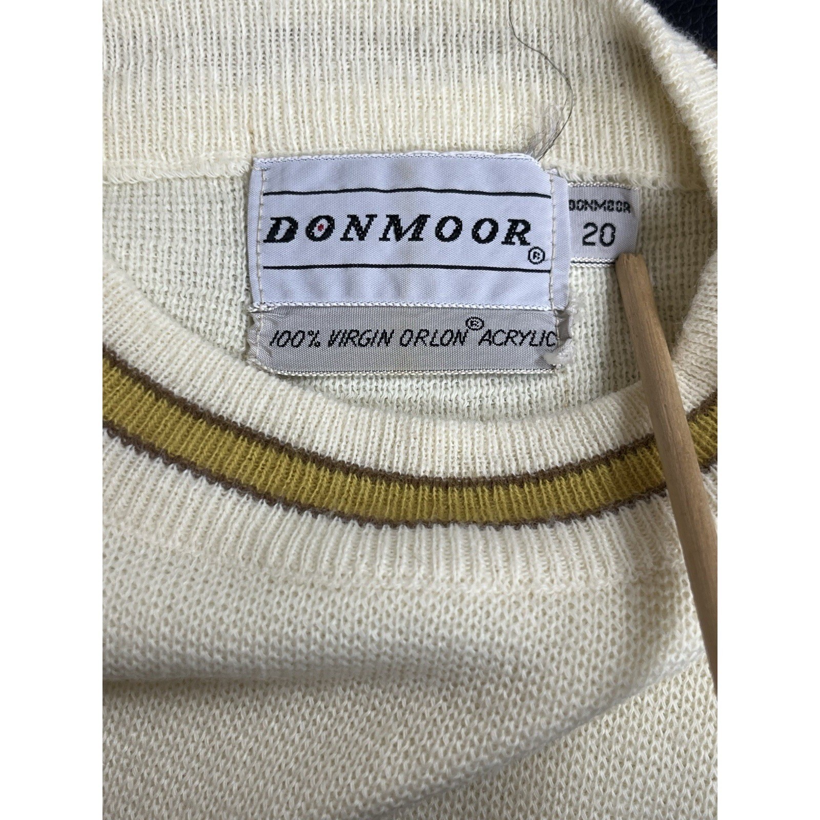 Vintage 60s 70s Donmoor Sweater Boys 20 Men Small Pale Yellow Orlon Acrylic USA