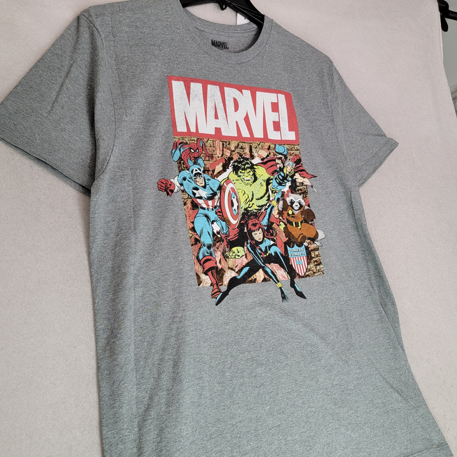 MARVEL COMICS Shirt Mens Large Gray Golden Age Avengers HULK CPT AMERICA NWT