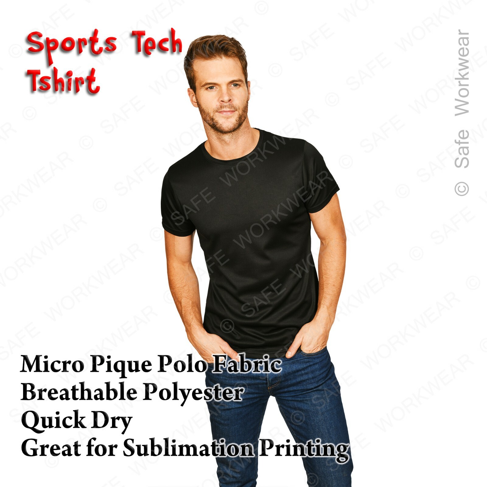 Sports Tech Tshirt – Breathable Quick Dry – Micro Pique Polo Sublimation Fabric