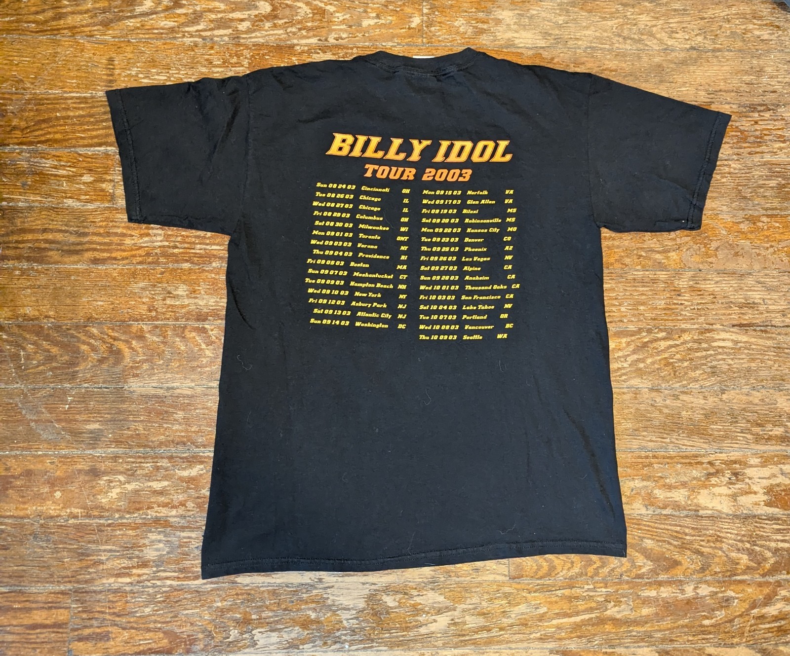 Vtg Y2K 03 Billy Idol Rock Tour Shirt Gildan Heavy L Punk Double Sided Graphic