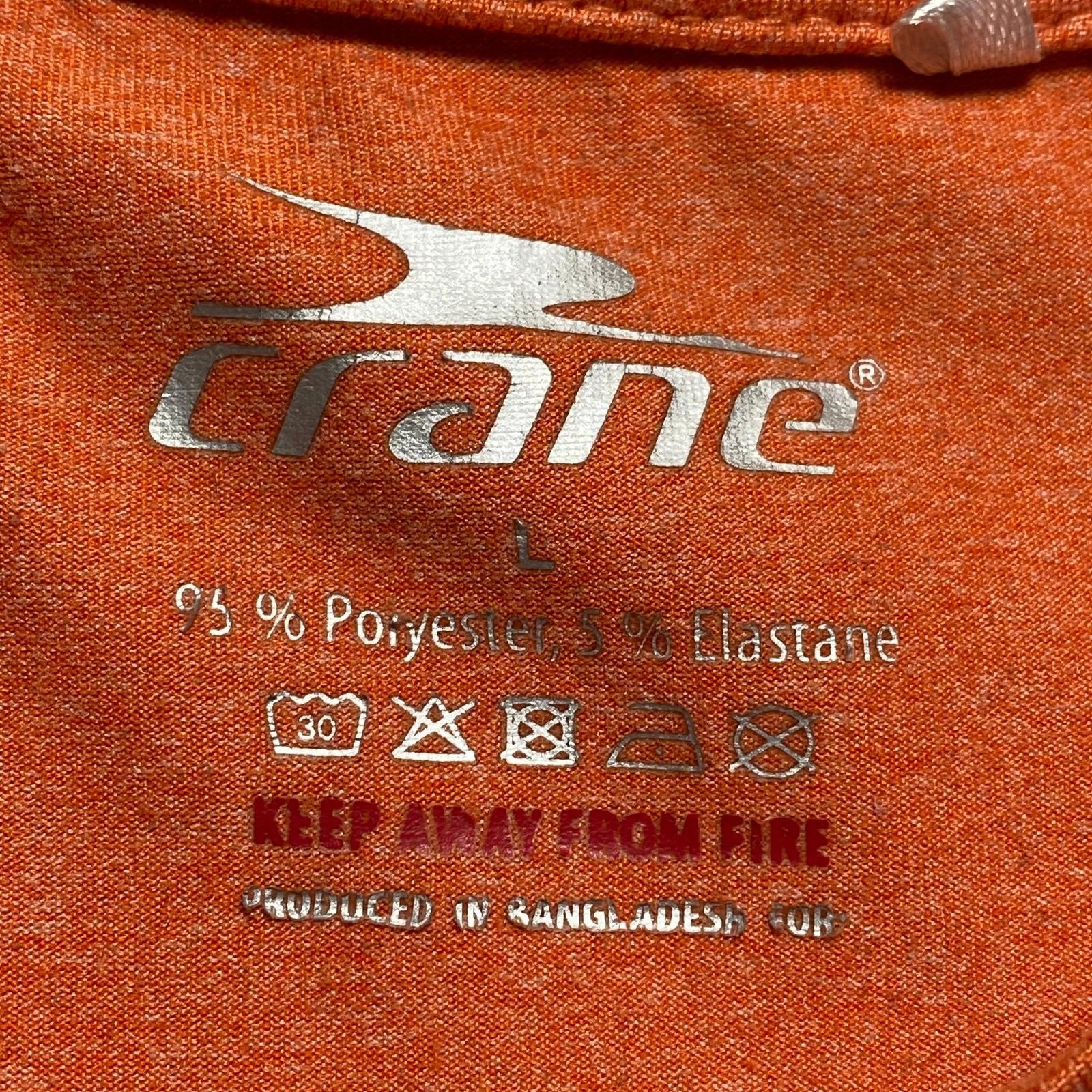 CRANE T-Shirt Men’s Large Orange Crew Neck Active 95% Polyester 5% Elastane