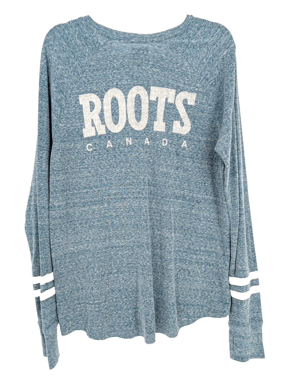 Roots Canada Mens XL Heather Blue Slub Crew Neck Preppy Heritage Casual Y2K