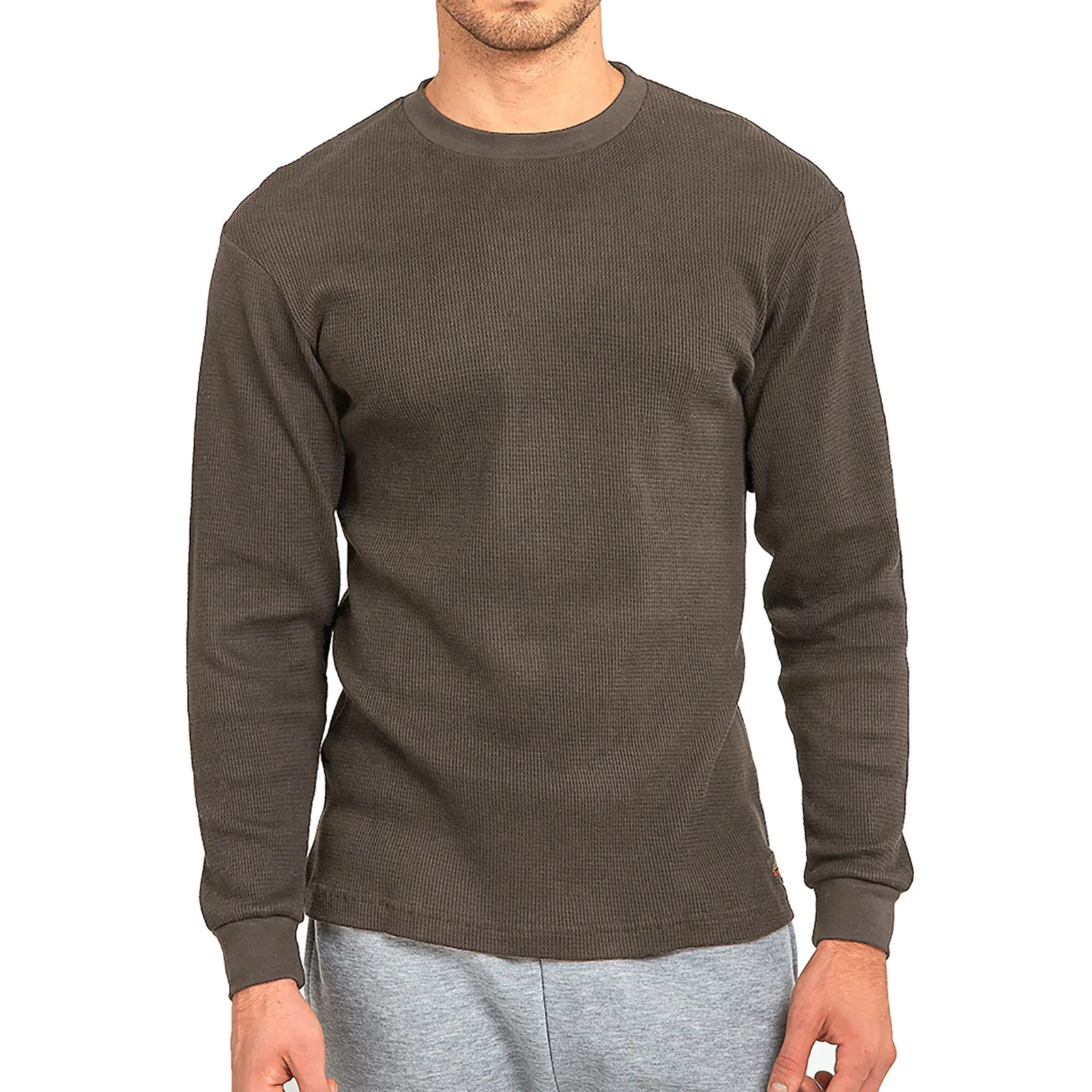 Thermal Shirt COTTON Warm Medium Weight Long Sleeve Crew Neck Waffle Men’s