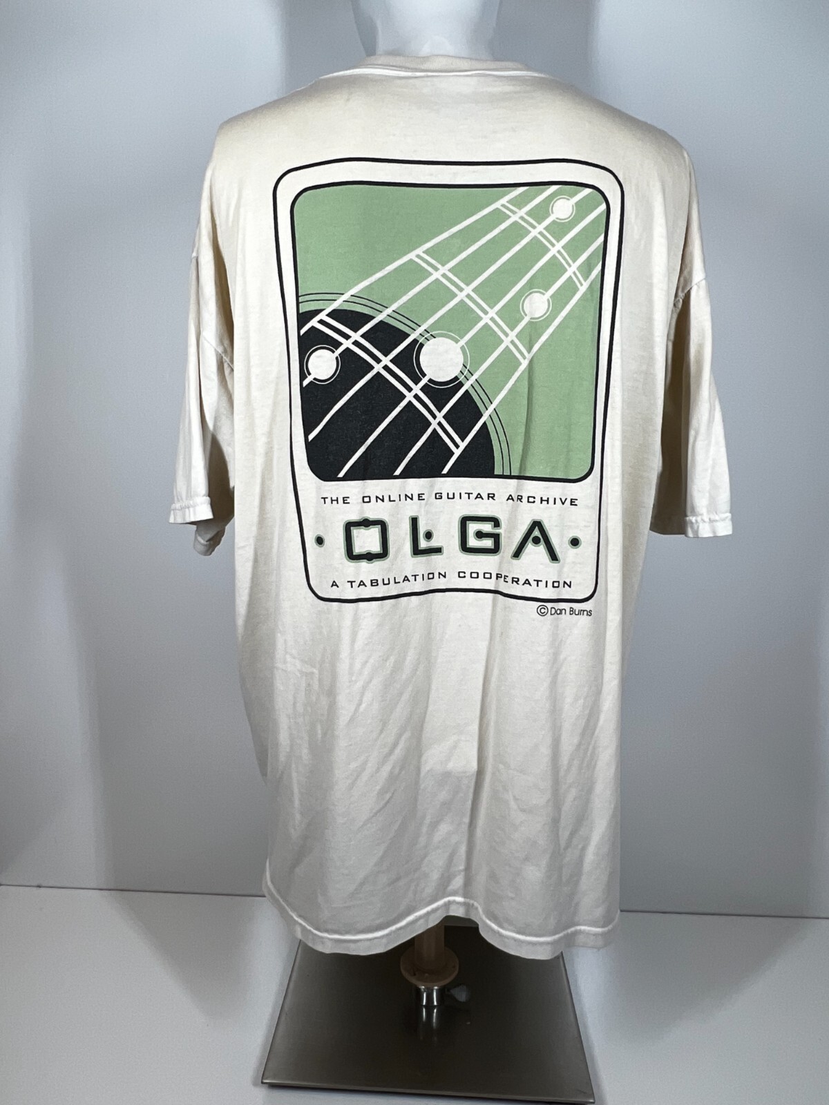 Jerzees O.L.G.A Off White Long Sleeve Shirt Guitar Archive Unisex SZ XL