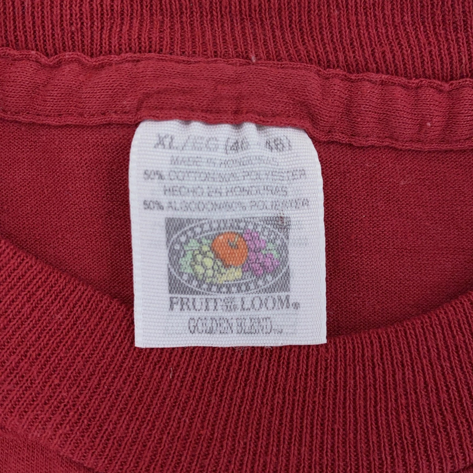 Vintage Fruit of the Loom Blank Dark Red Pocket Shirt Mens M/L Tee Golden Blend