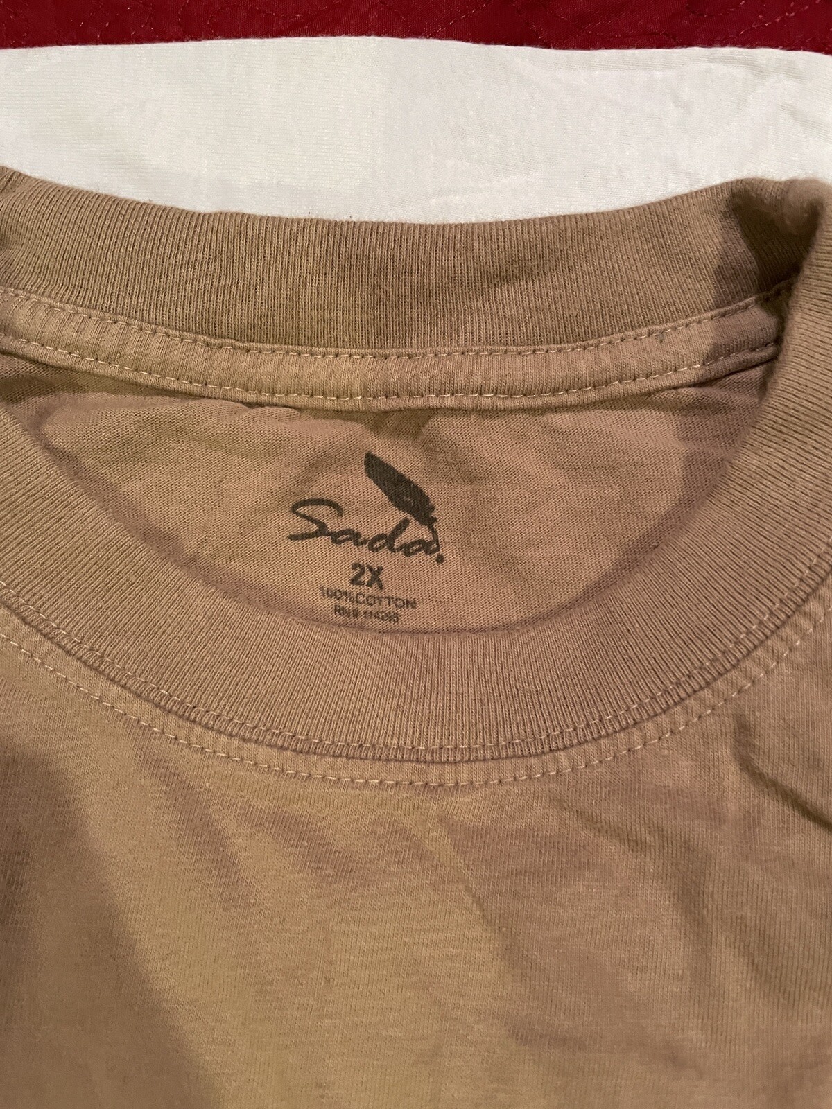 3 Sada T-Shirt Solid Black, White,Tan Short Sleeve V-Neck 100% Cotton Men’s 2XL
